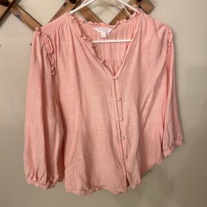 LC Lauren Conrad Soft Pink Ruffle Blouse